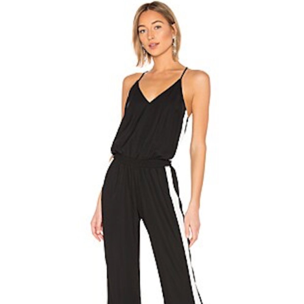 Track Jumpsuit in Black & Ivory; Amanda Uprichard; Size Medium